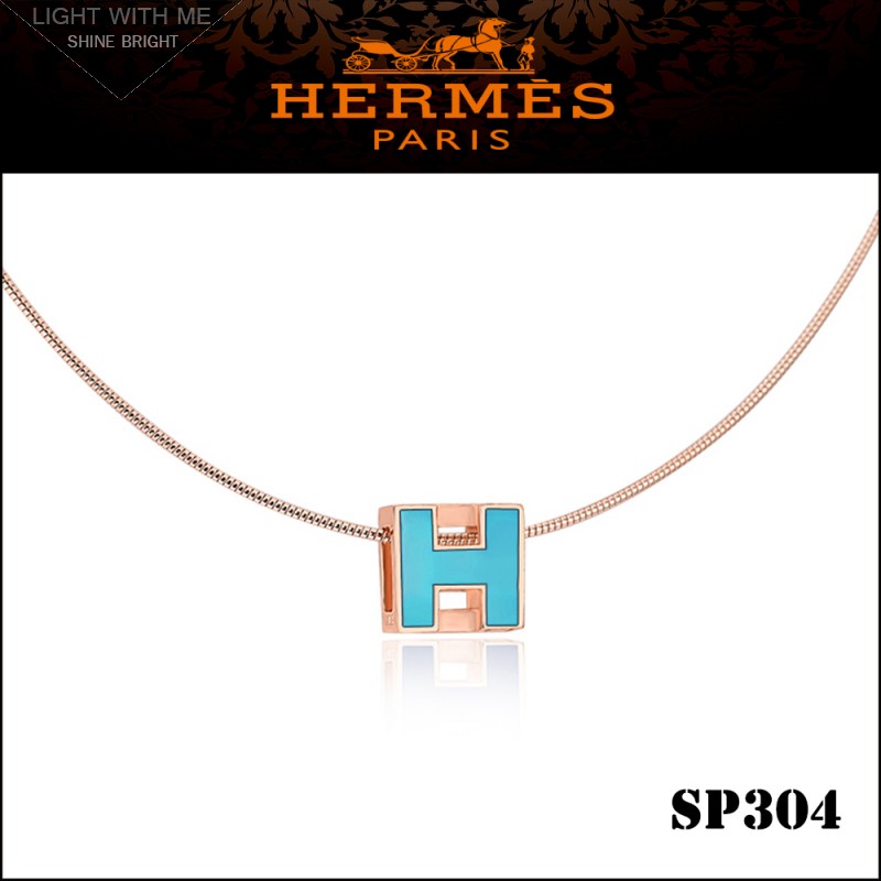 Hermes Cage d'H Paradise Blue Lacquer Pendant Rose Gold 