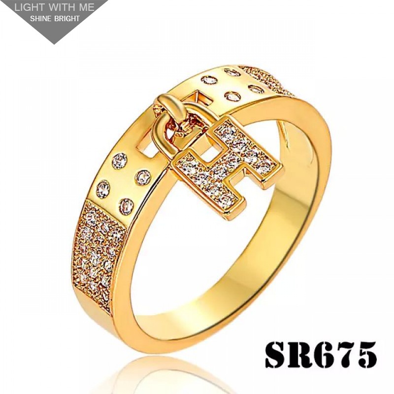 Hermes Clic H Yellow Gold Ring Paved Diamonds