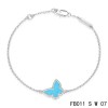 Van Cleef & Arpels Sweet Alhambra Butterfly mini Bracelet in White Gold with Turquoise