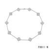 Van Cleef & Arpels White Gold Vintage Alhambra Necklace 10 Motifs with Pave Diamonds 
