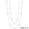 Van Cleef & Arpels Vintage Alhambra 10 White Mother of Pearl Motifs White Gold Long Necklace