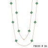 Van Cleef & Arpels Vintage Alhambra 10 Malachite Motifs Pink Gold Long Necklace