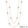Van Cleef & Arpels Vintage Alhambra 10 Grey Mother of Pearl Motifs Pink Gold Long Necklace