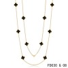 Van Cleef & Arpels Vintage Alhambra 10 Black Onyx Motifs Long Yellow Gold Necklace