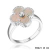 Van Cleef and Arpels Vintage Alhambra Ring White Gold Grey Mother of Pearl with Diamond