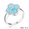 Van Cleef & Arpels White Gold Vintage Alhambra Ring Turquoise with Diamond