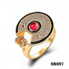 Amulette De Cartier Ring in Yellow Gold Paved Diamonds with Black Lacquer & Ruby
