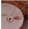 Cartier LOVE 2 Rings Charm Necklace in Pink Gold With White Ceramic