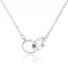 Cartier Love 2 Rings Charm Necklace in 18K White Gold.REF:B7013700