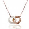 Cartier LOVE 2 Rings Charm Necklace in 18K Pink Gold & White Ceramic