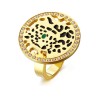 Cartier Panthere Ring in 18K Yellow Gold Set with Diamonds, One Tsavorite Garnet Eye and Black Lacquer Spots