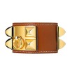 Hermes Brown Leather Collier de Chien Bracelet with Gold Plated Clasp & Hardware 