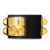 Hermes Black Leather Collier de Chien Bracelet with Gold Plated Clasp & Hardware 