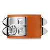 Hermes Orange Leather Collier de Chien Bracelet with White Gold Plated Clasp & Hardware 