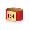 Hermes Red Leather Kelly Dog Bracelet with Gold Plated Clasp 
