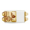 Hermes White Leather Collier de Chien Bracelet with Gold Plated Clasp & Hardware 