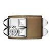 Hermes Taupe Leather Collier de Chien Bracelet with White Gold Plated Clasp & Hardware 