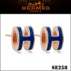 Hermes Pop H Blue Enamel Earrings in Rose Gold 