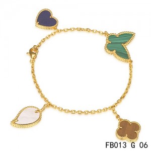 Lucky Alhambra Yellow Gold Bracelet with 4 Stone Combination Motifs CHLB0601
