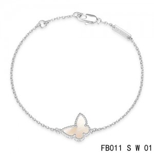 VCA Sweet Alhambra White Mother-of-peral Butterfly Bracelet in White Gold