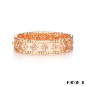 Van Cleef & Arpels Perlee Clover Bracelet,Pink Gold,Medium Model 