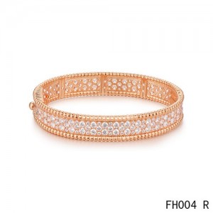 Van Cleef & Arpels Perlee Bracelet with Diamonds,Pink Gold,Medium Model