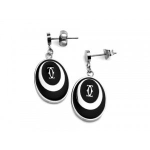 Cartier Drop Earrings in 18kt White Gold with Black Lacquer