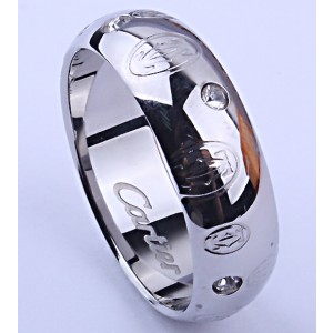 Cartier Happy Birthday Wedding Band Ring in White Gold with Diamonds