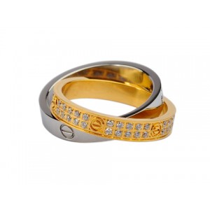 Cartier Infinity LOVE Ring in 18kt White Gold and Yellow Gold with Diamonds-Paved