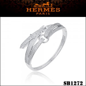 Hermes Debridee Bracelet in Silver with Diamonds