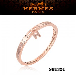 Hermes Kelly H Lock Cadena Charm Bracelet in Pink Gold with Diamonds