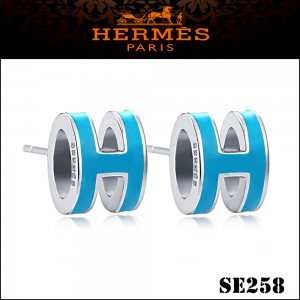 Hermes Pop H Emerald Enamel Earrings in Palladium 