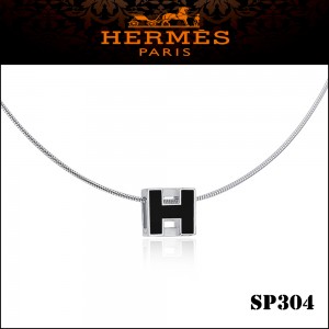 Hermes Cage d'H Black Lacquer Pendant Palladium 