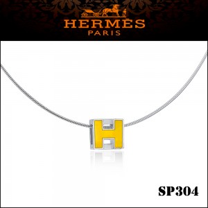 Hermes Cage d'H Yellow Lacquer Pendant Palladium 
