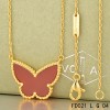 Van Cleef Arpels Lucky Alhambra Carnelian Butterfly Necklace Yellow Gold