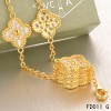 Van Cleef & Arpels Yellow Gold Vintage Alhambra Necklace 10 Motifs with Pave Diamonds 