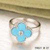 Van Cleef & Arpels White Gold Vintage Alhambra Ring Turquoise with Diamond