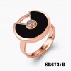Amulette de Cartier Ring in Pink Gold Black Onyx with Diamond