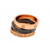 Cartier Three Bands LOVE Ring in Black Ceramic and 18kt Pink Gold with Pave Diamonds