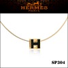 Hermes Cage d'H Black Lacquer Pendant Yellow Gold 