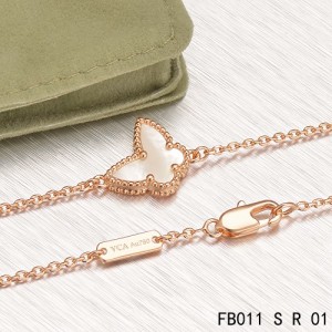VCA Sweet Alhambra White Mother-of-peral Butterfly Bracelet in Pink Gold