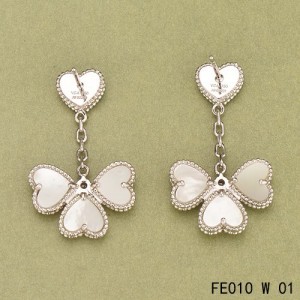 Sweet Alhambra Effeuillage Earclips White Gold 4 White Mother-of-pearl