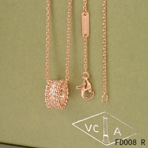 Van Cleef Arpels Perlee Pendant in Pink Gold with Diamonds 3 Rows