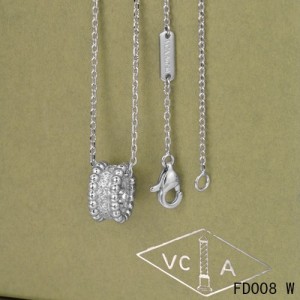 Van Cleef Arpels Perlee Pendant in White Gold with Diamonds 3 Rows
