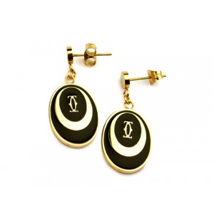 Cartier Drop Earrings in 18kt Yellow Gold with Black Lacquer