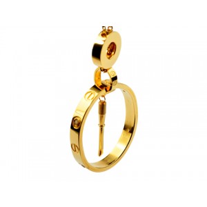 Cartier 3 Circle and Screwdriver Love Necklace in 18kt Yellow Gold with Pave Diamonds