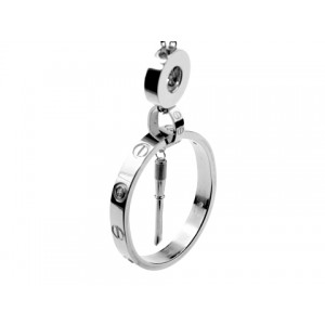 Cartier 3 Circle and Screwdriver Love Necklace in 18kt White Gold with Pave Diamonds