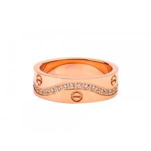 Cartier 18K Pink Gold Love Ring with Pave Diamonds