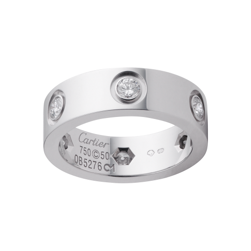 1:1 Grade réplica anel LOVE Cartier com 6 diamantes de ouro branco