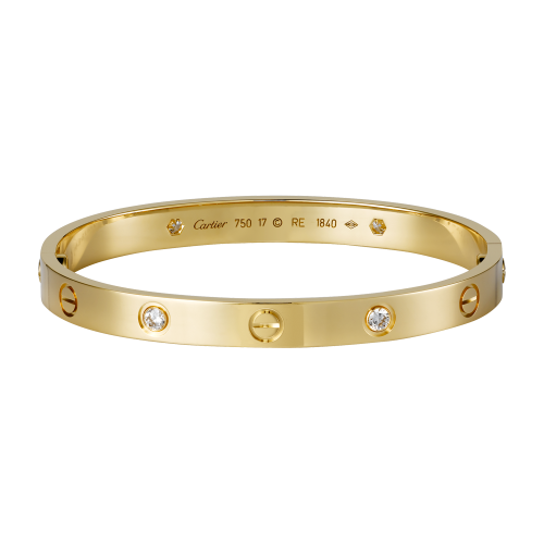 Cartier LOVE bracelet Replica in Yellow gold with 4 Diamonds for sale